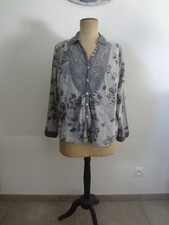 JAC JAC 6 46 48 CHEMISE GRIS PLASTRON CHIC TUNIQUE TOP HAUT WESTERN   CHEMISE "