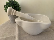 Grand Mortier Et Pilon En Céramique Blanc