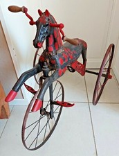 Ancien jouet Cheval tricycle en bois et fonte, XIXe siècle