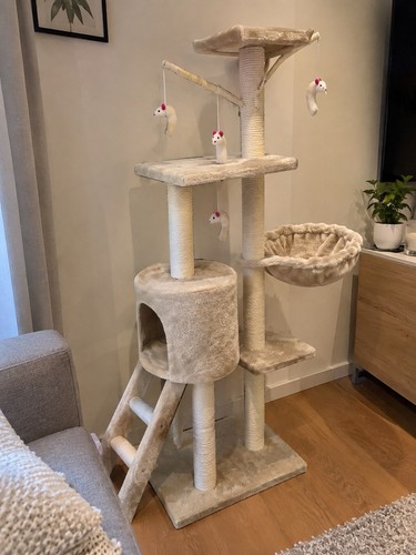 Arbre chat beige grand - à,