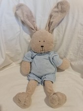 PELUCHE DOUDOU LAPI TEDDY KOMPANIET LAPIN BEIGE COMBI BLEU RAYE BLANC 40 CM TBÉ 