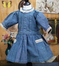 Antique french  pinafore dress for Jumeau Bru Steiner Eden Bebe doll 19-20in