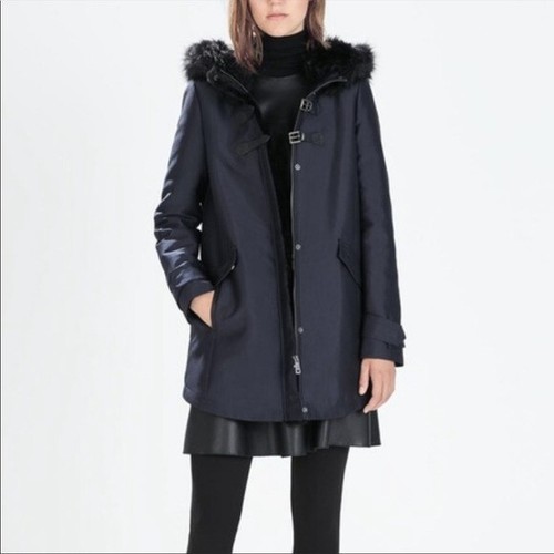 Zara womens navy fur - navy, fur-lined