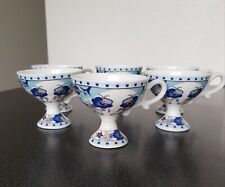 Tasses à café, thé, décoration, porcelaine fine, fleurs bleu, à pied, anse x6