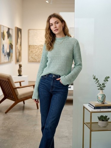 Pull vert sauge maille - sauge, en