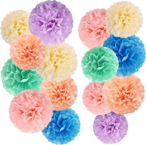 5pcs pastel paper tissue pom - paper,