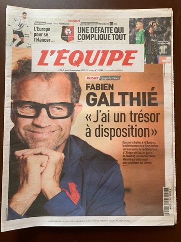 Equipe journal 11 2023 - l'equipe, 9/11/2023