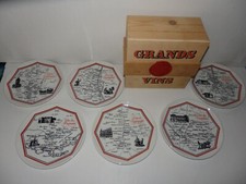1 COFFRET DE 6 ASSIETTES BISTROT LES VINS GRANDS CRUS PORCELAINE PARIS AUTEUIL