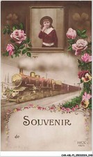 CAR-ABLP1-0025-TRAIN - souvenir - enfant - fleur - train