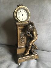 ANCIENNE STATUE  RÉGULE PENDULE ENFANT SIGNÉ