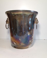 Ancien Seau à Champagne en métal Argenté   Poignées Tête de Lion