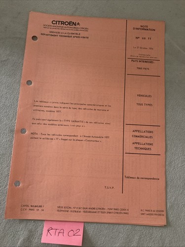 Citroën note technique 1976
