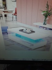  Table Basse Blanche brillante design avec leds