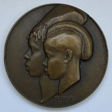 Médaille Guinée Peulhs - Vapeur Bananier Kolenté 1930 - Bronze - Emile Monier