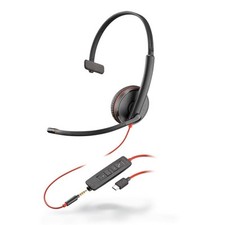 Casque mono HP Poly BLACKWIRE C3215, USB-C et prise jack 3,5 mm