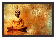 Bouddha Assis En Pose De Lotus Tableau Murale Avec Cadre En Bois