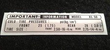 XL50 TIRE INFO DECAL