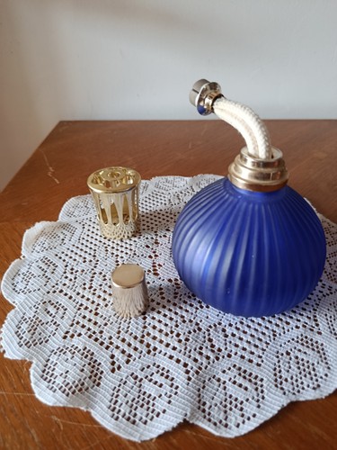 Flacon parfum verre bleu - flacon,