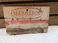 Façade caisse bois MARGARIN/estampe/produit norvégien/Lillehammer/déco rétro 