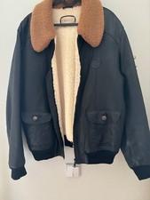 blouson aviateur cuir homme Gucci couleur noir avec col aviateur marron