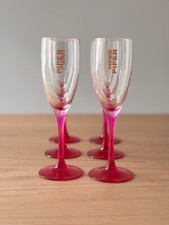Lot de 6 flûtes à champagne Piper-Heidsieck rose vintage années 80