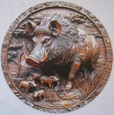PLAQUE ALU EN 2D  SANGLIER   -