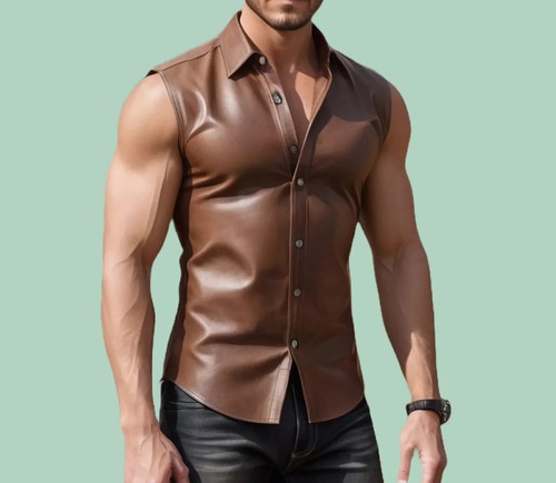 Chemise cuir motard - cuir,