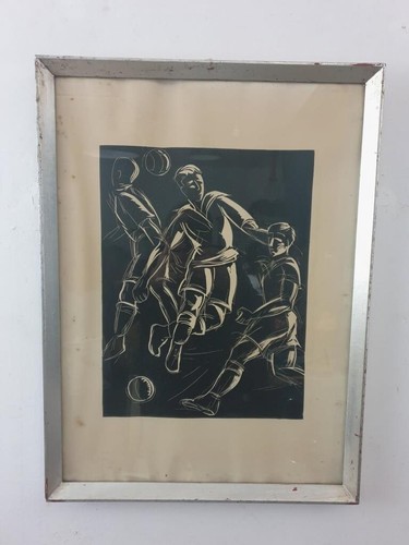 Linogravure art déco - -, sport