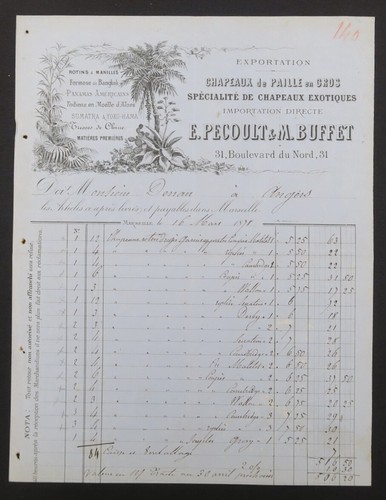 Facture 1891 chapeau - chapeau, de