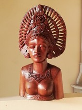  Buste de femme Balinaise Statue ancienne en bois massif