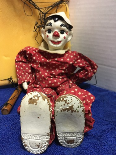Vintage clown red doll - red,