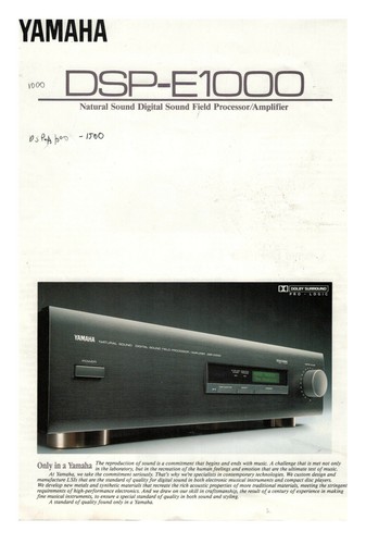 Yamaha dsp e1000 brochure - yamaha, dsp-e1000