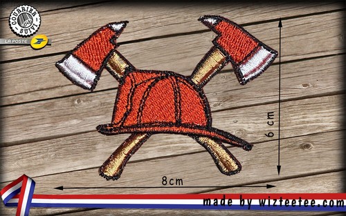 Patch pompier casque hache - et,