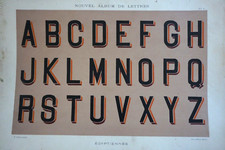 LITHO XIX° DECORATION ORNEMENT ABECEDAIRE VINTAGE LETTRE ENSEIGNE NAPOLEON III i