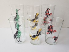 Lot de 9 verres Motif oiseaux - Vintage / rétro - années 60's