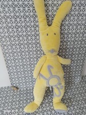 Doudou peluche lapin jaune gris 45 cm Obaibi