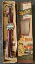 Montre Vintage Cleveland style Année 50 Bracelet Cuir Quartz