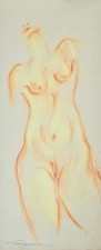 Claude VIETHO - Dessin original - Pastel - Nu 1