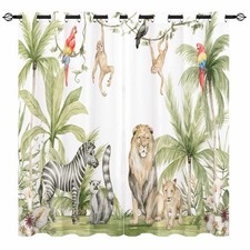 Lot de 2 rideaux occultants à œillets avec motif d'animaux africains safari j...