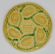 1960s Vintage French Lemon Yellow Ceramic Oyster Plate