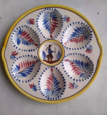 HB Quimper Rare Ancien Grand Plat à Huîtres En Faience Bretagne Breton (1)