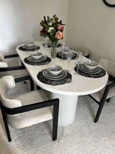table a manger ovole blanche laqué 180 cm 6 personne 