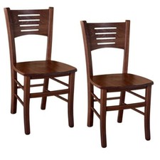 Chaise En Bois Amelia Noyer Foncé Avec Assise En Bois Massif X 2