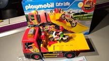 YB LOT PLAYMOBIL BOITE 70199 CAMION PLATEAU DEPANNAGE VOITURE REMORQUAGE MOTO