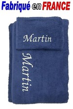 Serviette + gant de toilette personnalisé ou drap de bain + gant NEUF Ref.marine