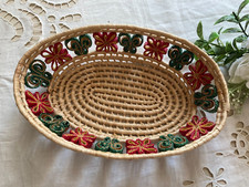 325⚜️ Décoration Ancien Panier Corbeille à Pain en Osier Vintage Longueur 26 Cm