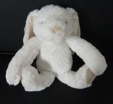 S9. Doudou peluche ATMOSPHERA LAPIN blanc beige SCRATCH sans PLAID 34cm Neuf *