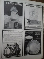 FL OTTO auto + GEO ROUARD A LA PAIX  + FLOREINE pub papier ILLUSTRATION 1912
