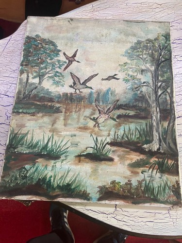 Peinture sur toile signée - , a