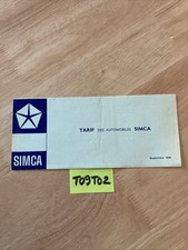 Simca 1966 liste prix tarif